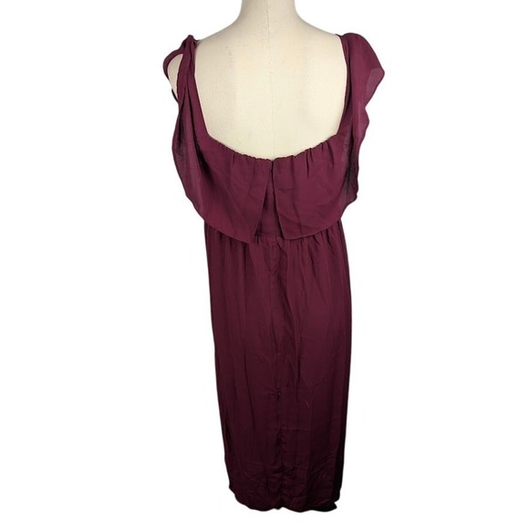 City Chic Dress Va Va Voom Off Shoulder Ruffle Red Garnet Size 14 / XS - Picture 4 of 5